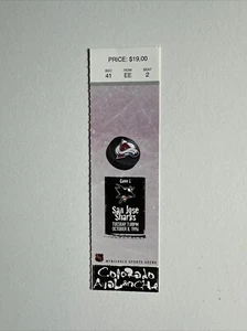 NHL Ticket Stub Opening Night - SAN JOSE SHARKS @ COLORADO AVALANCHE Oct 8, 1996 - Picture 1 of 3