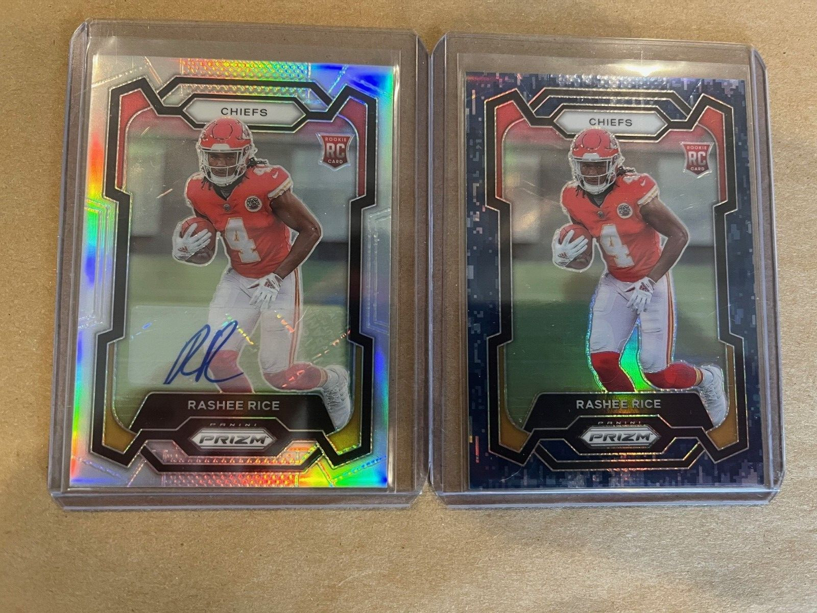 2023 Panini Prizm #350 Rashee Rice Rookie Camo /25 and Silver Auto Chiefs