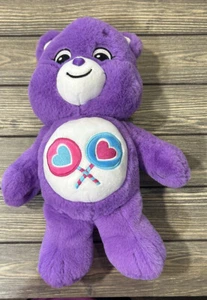 SHARE BEAR 9" Bean Plush PURPLE Care Bears SHARE THE LOVE 2020 Heart Lollipop - Picture 1 of 4