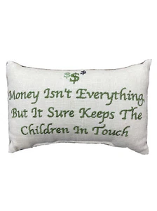 Vintage Kissen Deko lustig Humor Stickerei "Geld ist nicht alles" Unikat - Bild 1 von 7