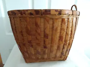 Cesta de almacenamiento de mimbre tejida vintage-17"" x 12"" decoración profunda/flores - Imagen 1 de 5