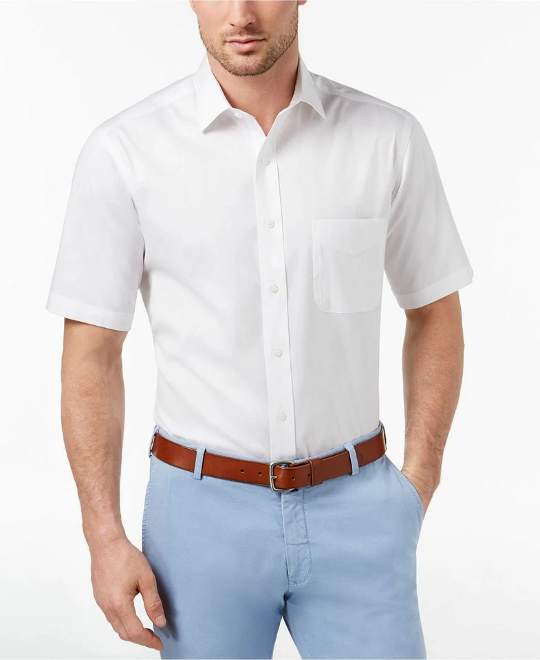 Club Room Mens Shirt White Size 14 1/2 Button Down Short Sleeve Fit #179