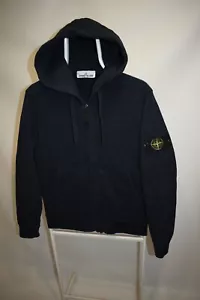 Stone Island 2019 Navy Full Zip 100% Cotton Badge Logo Hoodie Men's Size S - Picture 1 of 16