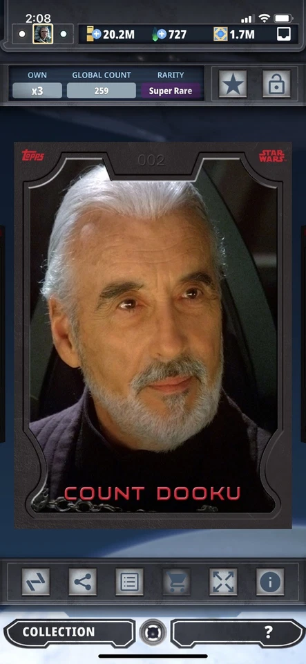 Topps Star Wars Digital Card Trader Black Dark Side Count Dooku Insert - Image 1 of 1