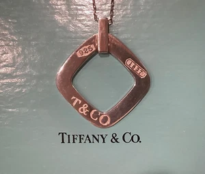 Tiffany & Co. Ex-Large 1837 Open Square Pendant Necklace in Sterling 20" 12g - Picture 1 of 12