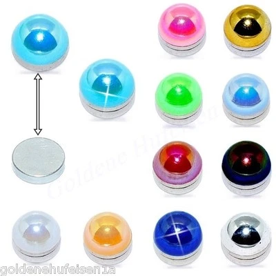 MAGNET Glanz Perlen Damen Ohrstecker Ohrringe Magnetschmuck Rund Halbperlen - Bild 1 von 2