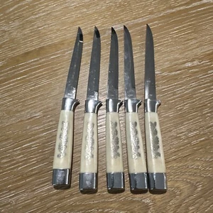 Stellar Vintage Mid Century 5 Teile EDELSTAHL WELLENSCHLIFF STEAKMESSER MESSER - Bild 1 von 8