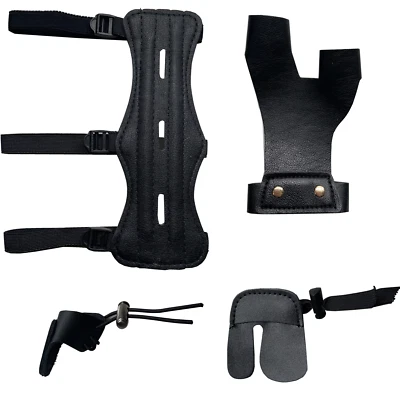 PU Leather Archery Arm Guard Hand Protector Finger Tab Compound Bow Hunting - Image 1 of 4