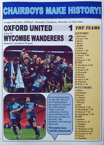 Oxford United 1 Wycombe Wanderers 2 - 2020 - Wycombe promosso - stampa ricordo - Foto 1 di 1