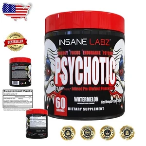 Extreme Energy & Focus Pre-Workout - Psychotic Watermelon Powder, Vegan Formula - Picture 1 of 9