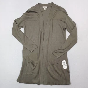 Style&Co Sweater Womens Extra Small Green Cardigan Duster Open Lightweight NWT - Picture 1 of 13