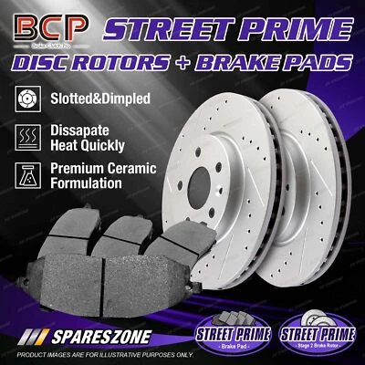 Rear Slotted Disc Rotors + Ceramic Brake Pads for Mazda 323 BJ Astina 1.8L 2.0L - image 1 of 4