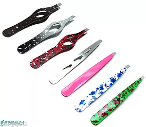 7 Pcs Beauty Makeup Eyebrow Tweezer Hair Remover Slanted Tip Round Grip Tools - Picture 1 of 9