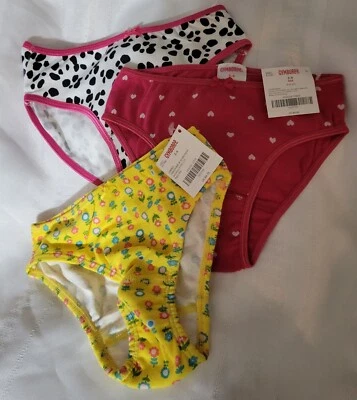 Gymboree Niñas Bragas Ropa Interior 3 Pares NUEVO CON ETIQUETAS TALLA 3-4 Flor Corazón y Dálmata Foto 1 de 3