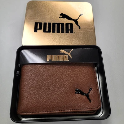 Cartera Puma Sport Designer Para Hombre Estilo Callejero Logo Doble Plegable Marrón con Caja de Regalo Foto 1 de 4