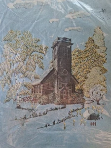 Vintage "Kirche im Wildwald" Paragon Nadel Handwerk Crewel Heftung-Rahmen 16"x20" - Bild 1 von 4