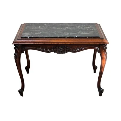 Antiguo soporte superior francés Luis XV de mármol negro con patas descapotables c. finales del siglo XIX Foto 1 de 4