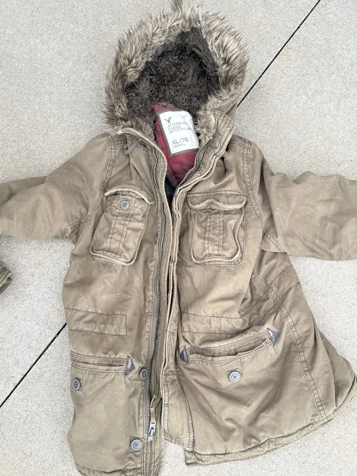 Chaqueta Parka Vintage HOLLISTER XL Franela Forrada Piel Sintética Capucha 🔥🔥🔥 Foto 1 de 4