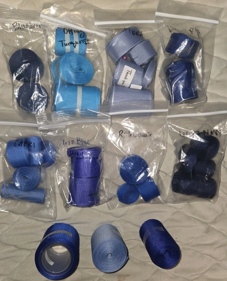 Grosgrain Ribbon Lot  2.25"  1" 1.5" & More Shades of Dark Blue For Hair Bows  - Image 1 of 1