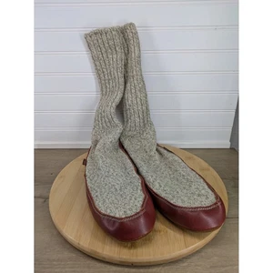 Acorn Mens M 10.5-11.5 Wool Knit Leather Original Slipper Socks Comfort Earth - Picture 1 of 6