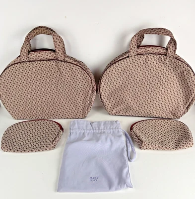 Винтажный 1980 лот из 5 Mary Kay логотип косметики сумки темно-бордовый лаванды молнии шнурка - Изображение 1 из 4