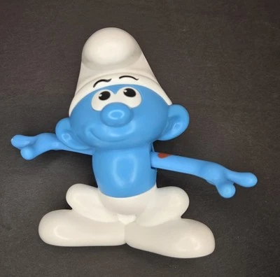 The Smurfs Movie 4" Blue White Hefty Smurf 2016 Burger King Kids Meal Toy Foto 1 de 4