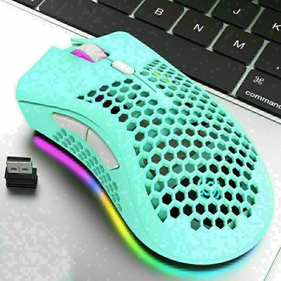 Hollow Rechargeable RGB Glowing Wireless Gaming Mouse For PC Laptop Computer - Image 1 of 4