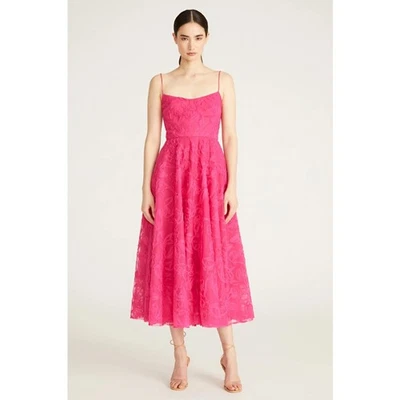 NUEVO CON ETIQUETAS $495 Vestido midi romántico de tul de hadas para mujer Monique Lhuillier talla 14 rosa Foto 1 de 4