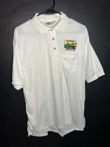 VTG John Deere Waterloo Works Polo Shirt Men’s XL White K Brand Single Stitch - Picture 1 of 7