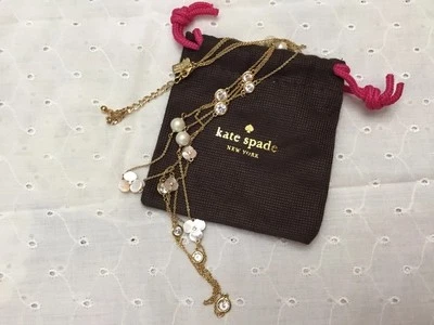Kate Spade 14" Fine Gold Chain Faux Pearls Rhinestones Mother of Pearl Flowers - Image 1 of 4