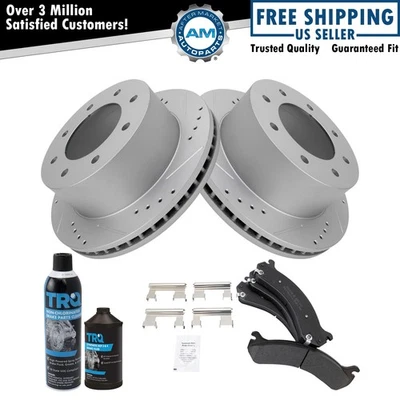 Kit de pastillas de freno traseras metálicas y rotor de rendimiento para camioneta Chevy GMC 3500 Foto 1 de 4