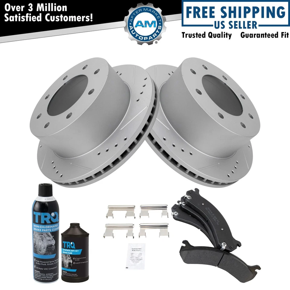 Kit de pastillas de freno traseras metálicas y rotor de rendimiento para camioneta Chevy GMC 3500 Foto 1 de 4