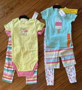 NWT CARTER’S 2T Girl Toddler Outfits Sets Of 3 Spring Summer Sets - Picture 1 of 4