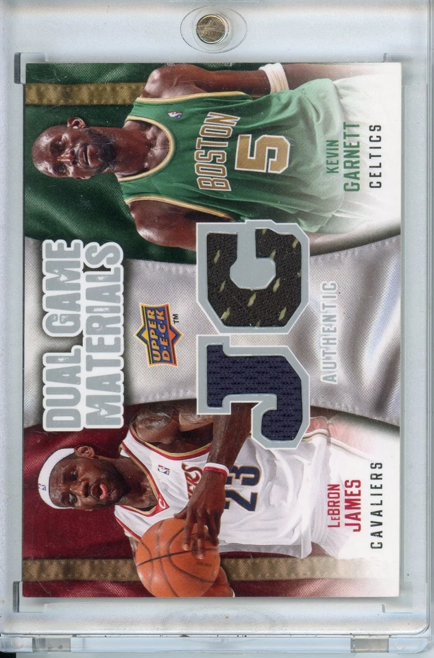2009 UPPER DECK #DG-LK LeBRON JAMES KEVIN GARNETT DUAL GAME USED PATCH - Image 1 of 2