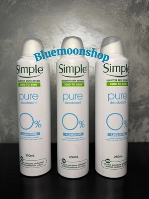 3 x 250ml Simple Pure Cedar Wood & Patchouli Scent Deodorant Antiperspirant - Image 1 of 2
