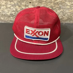 Vtg Exxon Full Mesh Trucker Hat SnapBack Rope Style Cap - Picture 1 of 4