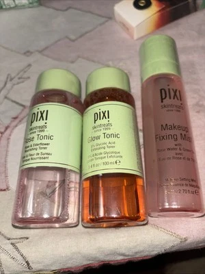 Lot of 3 Pixi Rose Tonic 3.4 Oz & 1 Glow Tonic 3.4 Oz Makeup Fixing Mist 2.7 Oz. - Image 1 of 4