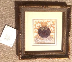 Wanda Lee Victorian print BLACKBERRY SCENT BOTTLE framed new with tag Free Ship - Picture 1 of 2