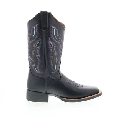 Jama Old West 18121 Womens Black Leather Slip On Cowboy Western Boots - Image 1 of 4