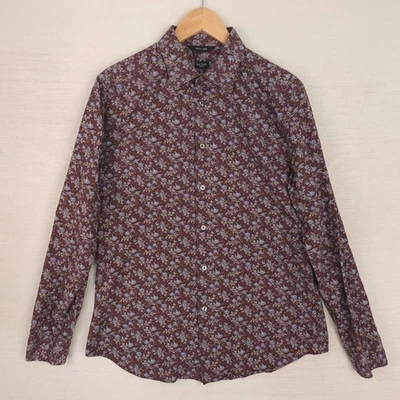 Camisa de Algodón Paul Smith Para Hombres Grande Borgoña Floral Abotonada Italia Foto 1 de 4