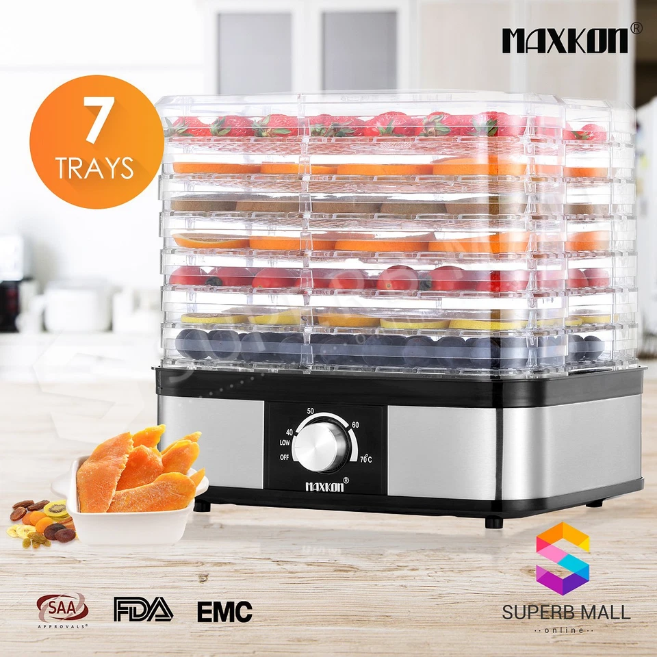 7 Trays Portable Food Dehydrator Beef Jerky Maker Fruit Meat Dryer Stainless BK - image 1 of 4