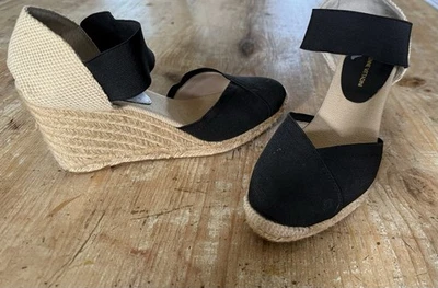 Alpargatas Adrienne Vittadini tacón cuña negro y tostado talla 9 Foto 1 de 4