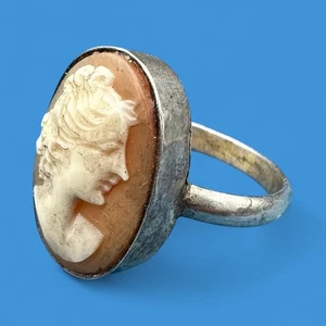 ORIGINAL antiker Art Deco russischer UKRAINE Stein Kamee Ring 50er Jahre SILBER 875 Vintage - Bild 1 von 19