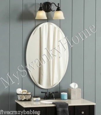Espejo de pared ovalado de lujo sin marco EXTRA GRANDE 28" tocador baño biselado liso Foto 1 de 4