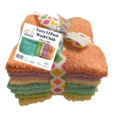 Eleganceinlife 12pc Wash Cloth 100% Cotton 11 in x 11 in Assorted Color - Image 1 of 4