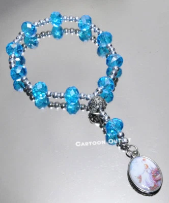 12 Pulsera Bautizo Favores Recuerdos Bautizo Rosario Azul Plata Niño Bautizo Foto 1 de 4