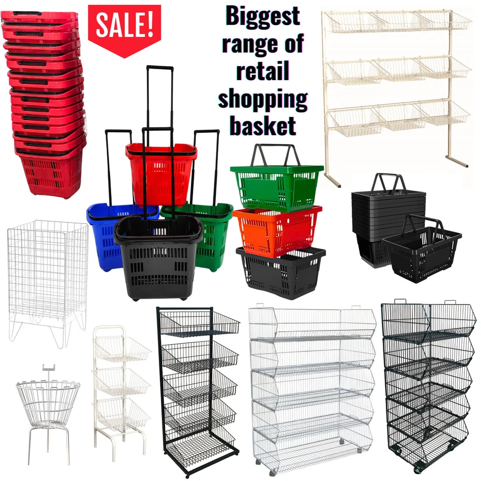 THESFS LIMITED Retail Shop Supermarkets Stacking Shopping Baskets Metal Plastic Retail Display