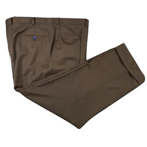 45 x 30 Bespoke Hickey Freeman Yellow Label Mid Brown Single Pleat Wool Trouser - Picture 1 of 8