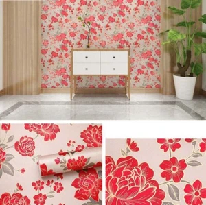 Revestimiento de pared extraíble autoadhesivo autoadhesivo con flores rojas F32 - Imagen 1 de 2
