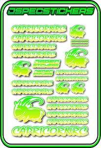 CAPRICORN RC STICKER A5 LAB 1/8 F1 1/10 TESLA ELECTRIC NITRO CAR HARD YEL GRE W - Picture 1 of 9
